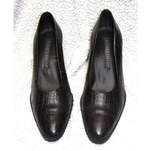 Hillard & Hanson brown leather textured heels
